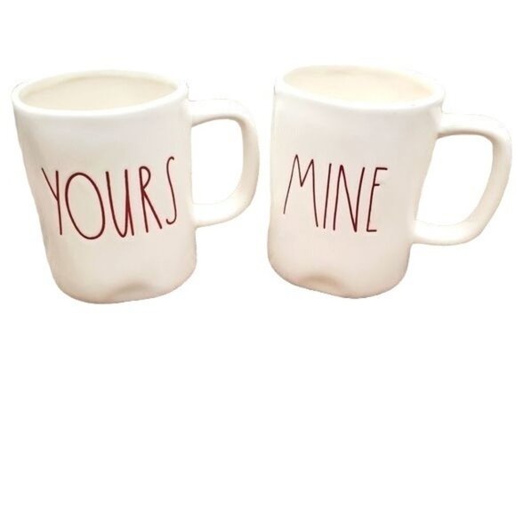 Rae Dunn yours and mine valentines mug set - Picture 1 of 4